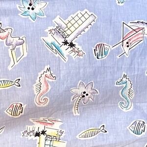 Vintage Marcus Brothers Textiles Novelty Print Fabric MCM Tropical Retro Kitsch